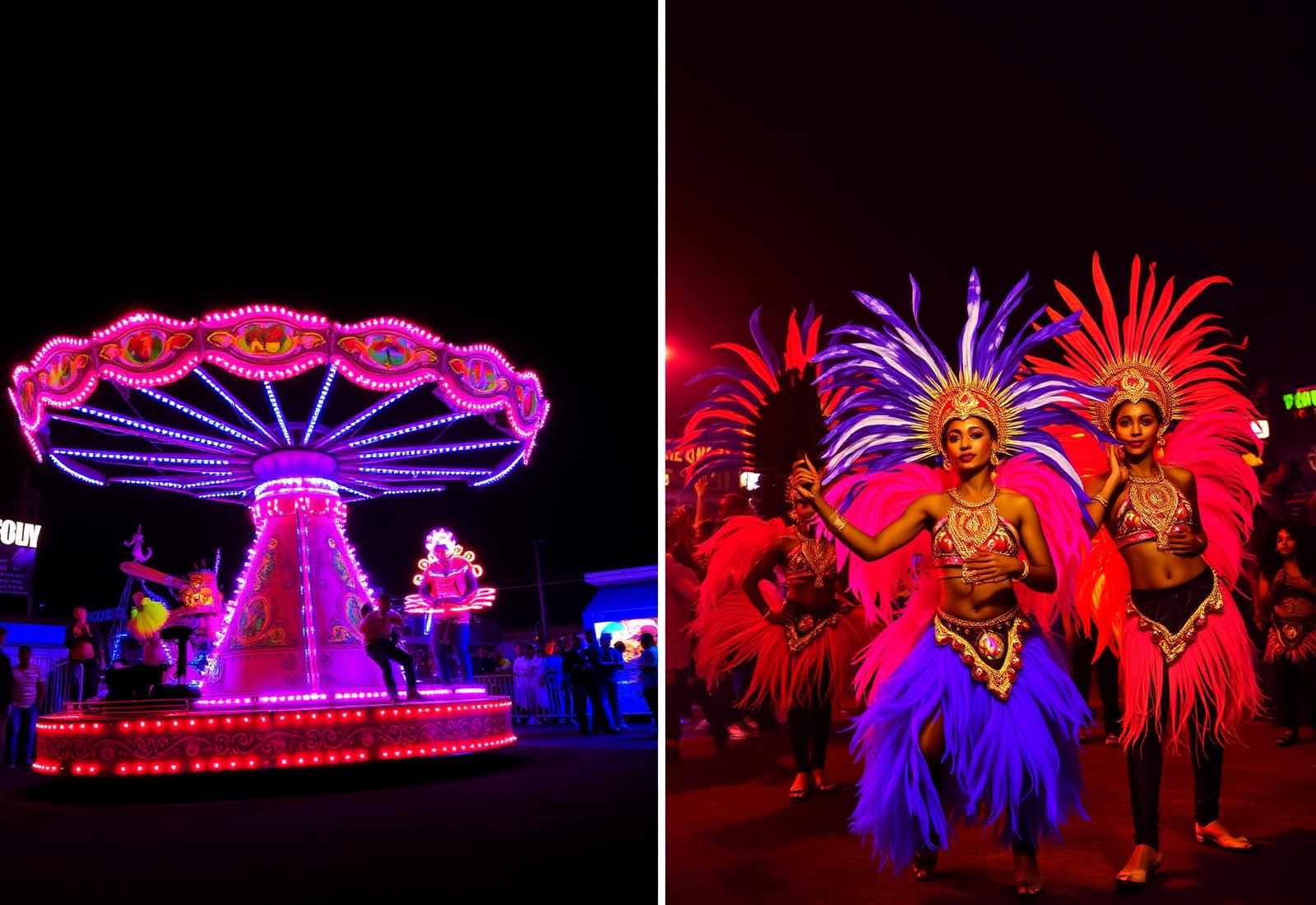 Carnival rides meet Caribbean carnival dancers